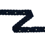 bleu foncé | Ruban Dentelle Roses et perles, 25 mm, bleu foncé