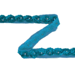 turquoise | Ruban Dentelle Roses et perles, turquoise 25 mm