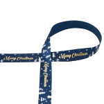 marineblauw | Satijnen band Merry Christmas 25 mm, marineblauw