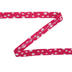 fuchsia | Biaisband sterren, fuchsia / wit