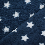 donkerblauw | Sherpa fleece stof Stars, donkerblauw