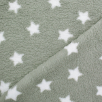 grijsgroen | Sherpa fleece stof Stars, grijsgroen
