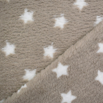 lichtbruin | Sherpa fleece stof Stars, lichtbruin