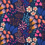 marineblauw | Sweatshirtstof Albstoffe Hamburger Liebe Bliss Flower Field, marineblauw