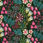 donkergroen | Sweatshirtstof Albstoffe Hamburger Liebe Bliss Flower Field, donkergroen