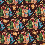 marron | Tissu sweat léger bio Albstoffe Hamburger Liebe Western Fairy Tales Cowgirls, marron