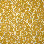 ocre | Tissu dentelle guipure fleurs, ocre
