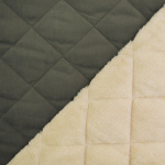 vert olive | Tissu matelassé envers fausse fourrure, vert olive