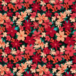 noir | Tissu satin de coton stretch Fleurs Flower love, noir