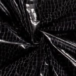 zwart | Lamé / elastische foliejersey croco, zwart