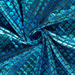 turquoise | Lamé / elastische foliejersey mermaid, turquoise