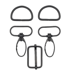noir | Fournitures fabrication sacs 5 unités, 25 mm, noir