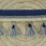 blauw | Flosjesband 3 cm, blauw / grijs