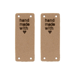 beige | 2 Étiquettes pliable en similicuir Handmade with Love, beige