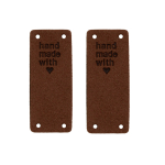 marron foncé | 2 Étiquettes pliable en similicuir Handmade with Love, marron foncé