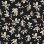 zwart | Viscose Linnen Flora, zwart