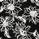 zwart | Viscose linnen sunflowers, zwart