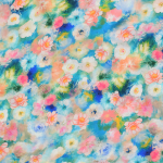 aqua | Viscose Popeline wonderful flowers, aquablauw