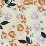 sable | Tissu satin de viscose Fleurs Flower love, sable