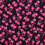 noir | Tissu viscose sergé twill stretch Fleurs Flower shades, noir