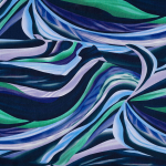 marineblauw | Viscose jersey Abstract Lines, marineblauw
