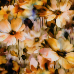 cognac | Viscose stof Flower Love, cognac