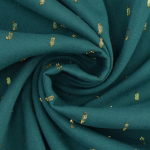 bleu pétrole | Tissu viscose plumetis doré Golden Glamour, bleu canard