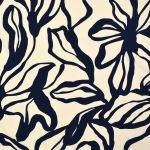 bleu marine | Tissu viscose Leaf Dream, bleu marine