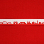 COLOGNE rouge | Ruban tissu tissé, 1,6cm, Skyline Cologne, rouge-blanc