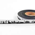 MUNICH | Ruban tissu tissé, 1,6cm, Skyline Munich, noir-blanc
