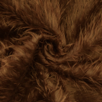 brun fauve | Tissu fausse fourrure à longs poils hirsutes, brun fauve