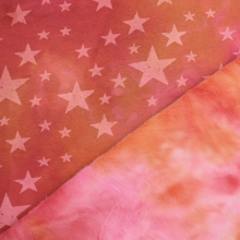 rouge | Tissu sweat polaire alpine Batik Tie dye Stars, rouge