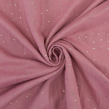 altrosé | Katoenen mousseline double gauze golden dots, oudrosé