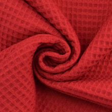 rouge | Tissu nid d'abeille gaufré, rouge