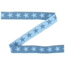 blauw | Cotton ribbon sterren, blauw licht blauw