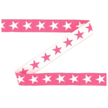 fuchsia | Katoenen band tweekleurig sterren, fuchsia