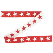 rood | Katoenen band tweekleurig sterren, rood