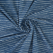 blauw | Katoenjersey scratchy stripes, blauw