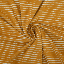 mosterdgeel | Katoenjersey scratchy stripes, mosterdgeel