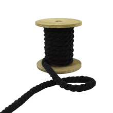 schwarz | Baumwollkordel gedreht, 8 mm, schwarz