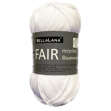 blanc | Pelote de laine coton recyclé & viscose BellaLana FAIR, 50g, blanc