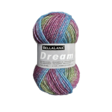turquoise-rose fuchsia | Pelote de laine acrylique &  polyester BellaLana Dream, 100 g, turquoise-fuchsia