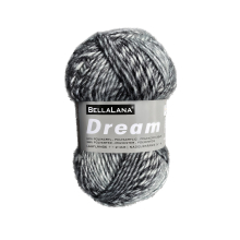 blanc cassé - noir | Pelote de laine acrylique &  polyester BellaLana Dream, 100 g, blanc cassé-noir