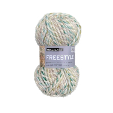 beige- vert | Pelote de laine & polyacrylique BellaLana Freestyle, 100g, beige- vert