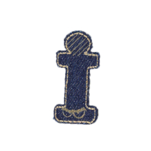 bleu denim | Patch en jean alphabet, lettre i