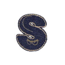 bleu denim | Patch en jean alphabet, lettre S