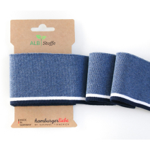 jeansblauw | Cuff me College Albstoffe Hamburger Liebe biologische boordstof, jeansblauw / wit / donkerblauw