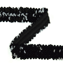 schwarz | Elastische Paillettenborte 30 mm schwarz