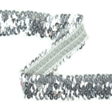 silber | Elastische Paillettenborte 30 mm silber