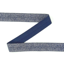 dunkelblau-silber | Elastisches Einfassband Glitzer, dunkelblau